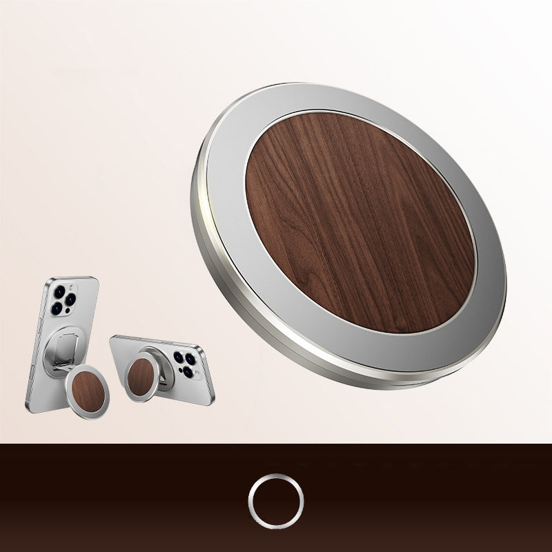 Oatsbasf Wood+Metal Double-sided Magnetic Phone Grip MagSafe Ring Stand