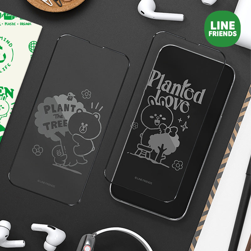 Line Friends Screen Off Print Full Screen Tempered Glass Protector Film