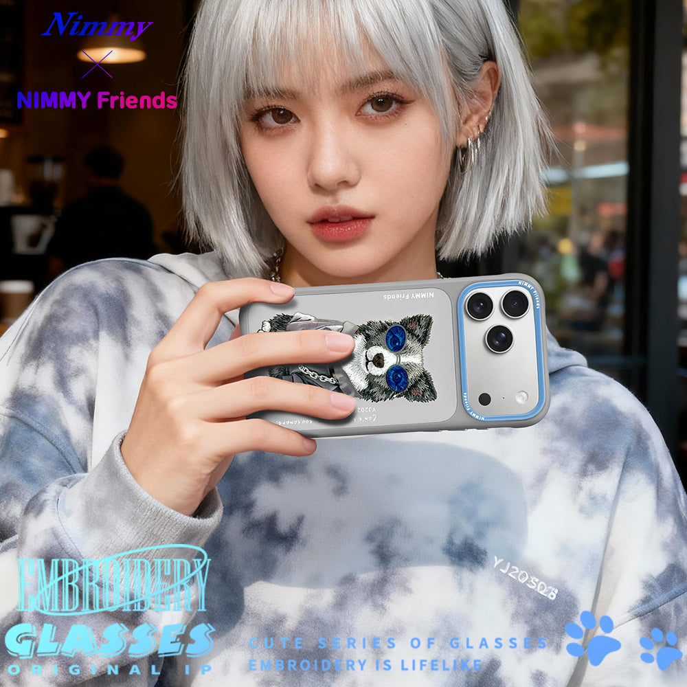 Nimmy Glasses Cute Pets Cool Embroidery Case Cover