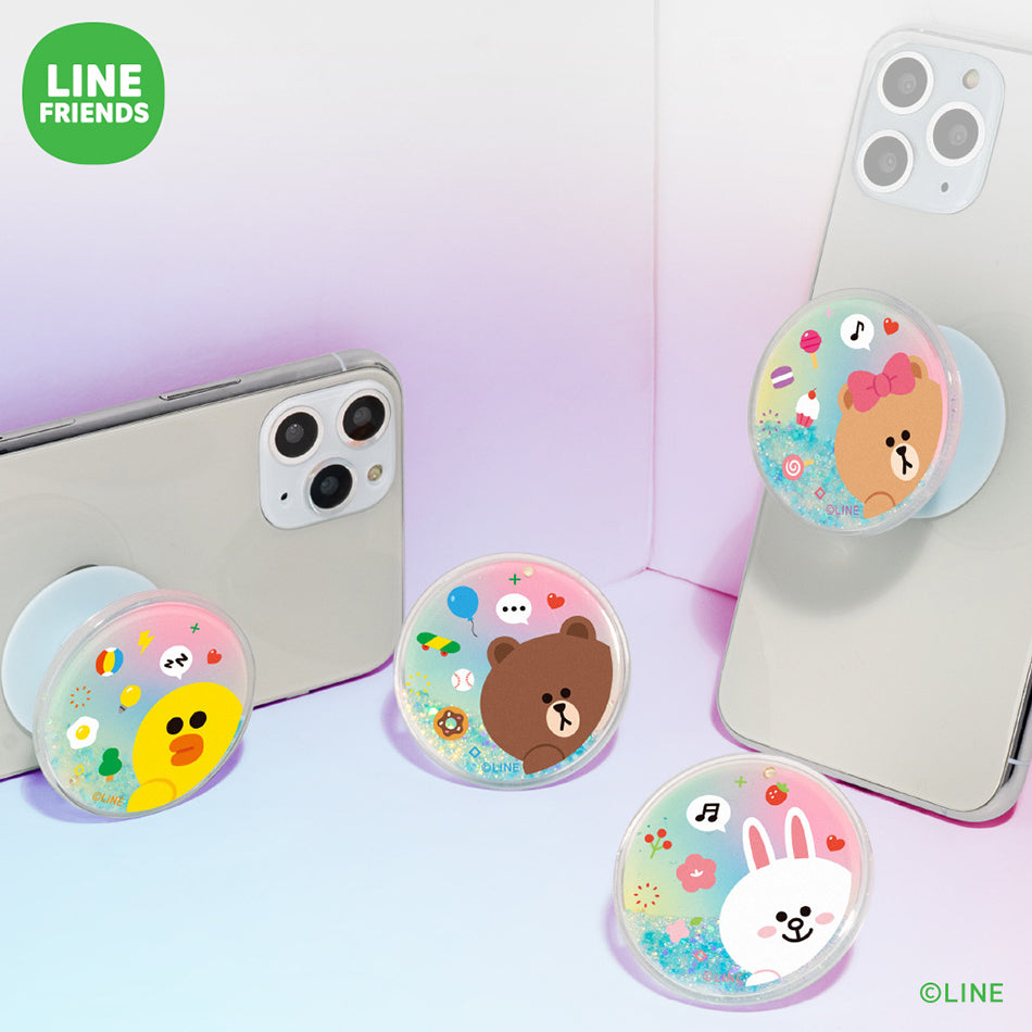 Line Friends Bling Flower Magnetic Airbag Phone Bracket Grip Holder