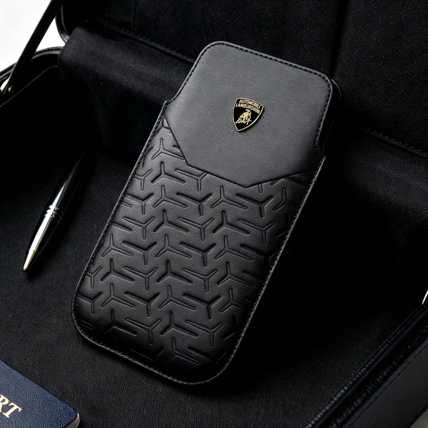 Lamborghini Genuine Leather Mobile Phone Pouch - Temerario D2