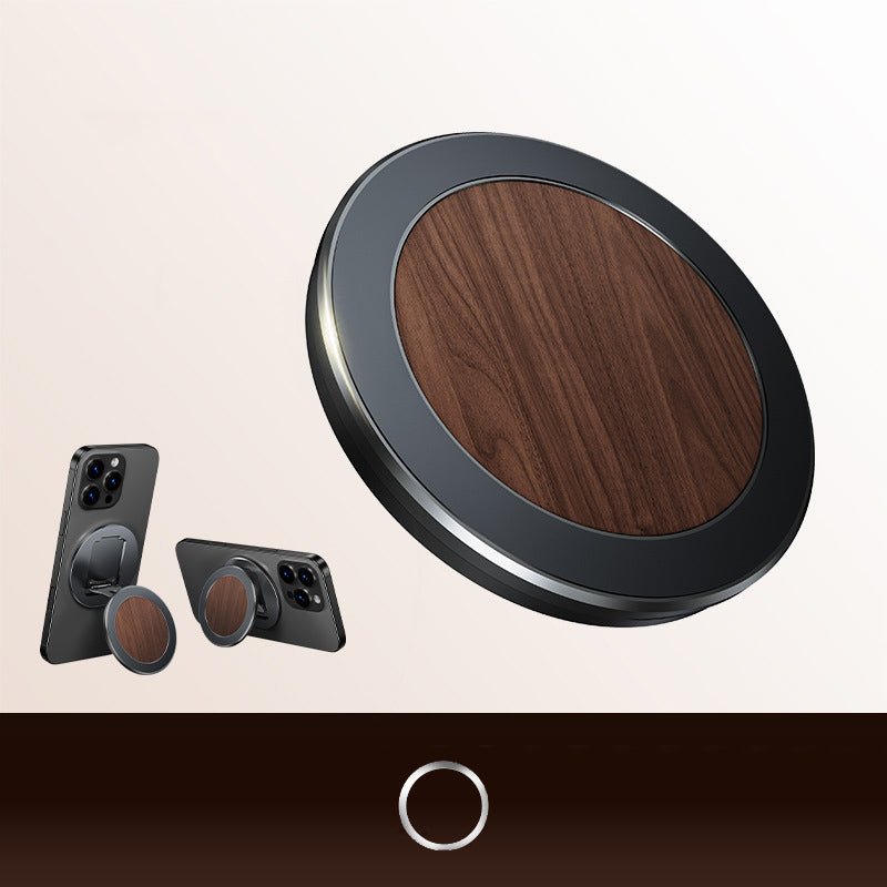 Oatsbasf Wood+Metal Double-sided Magnetic Phone Grip MagSafe Ring Stand