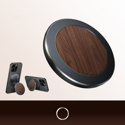 Oatsbasf Wood+Metal Double-sided Magnetic Phone Grip MagSafe Ring Stand