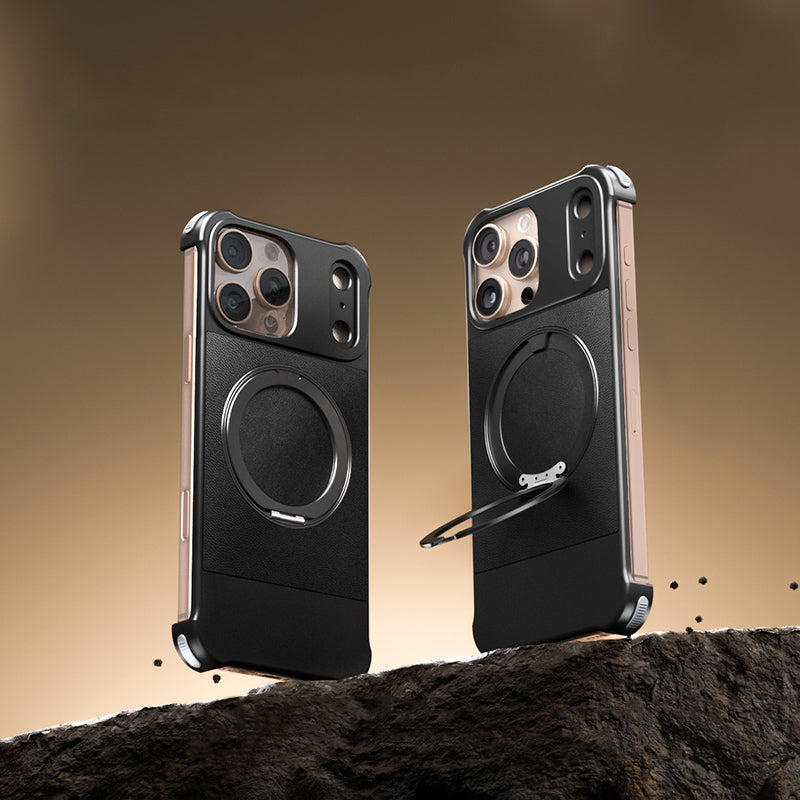 Armor King Bezel-less Leatherette Back Air Cushion MagSafe Metal Case Cover