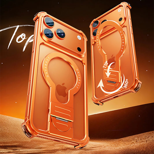 Oatsbasf JianLi MagSafe Kickstand Air Cushion Minimalist Frameless Metal Case Cover