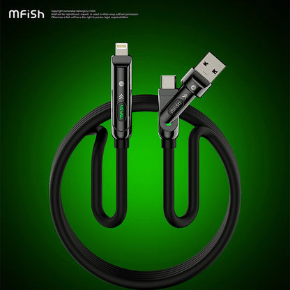 Mfish Armored Dragon III 240W USB-A+Type-C to Lightning+Type-C 4-in-1 Data Cable Charging Line