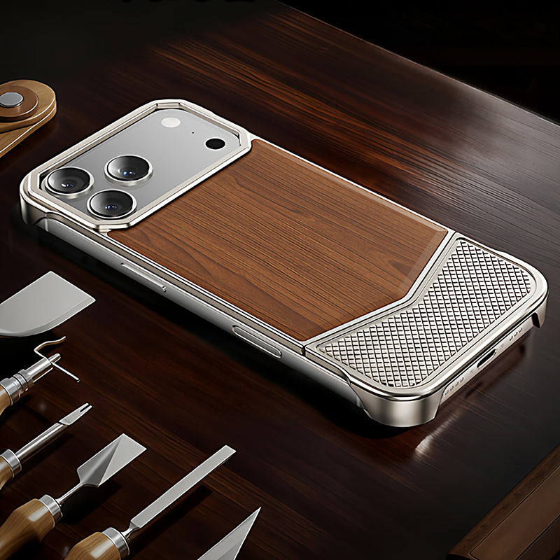 Oatsbasf MagSafe Metal+Wood Extraordinary Sliding Case Cover