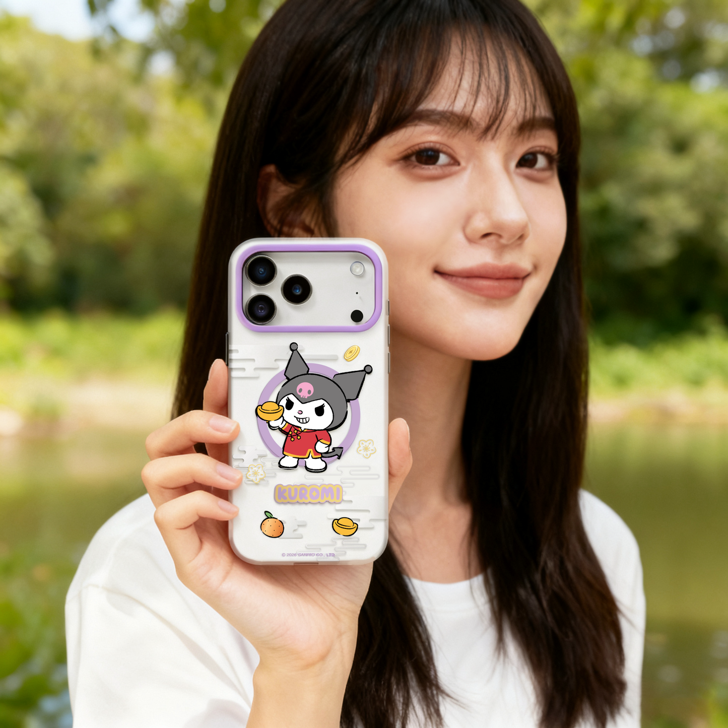 Sanrio Characters YuanBao MagSafe All-inclusive Shockproof IMD Case Cover with Grip Phone Stand