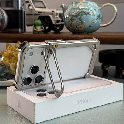 Oatsbasf 9 Shell Invisible Kickstand Air Cushion Shockproof Aluminum Metal Bumper Case Cover