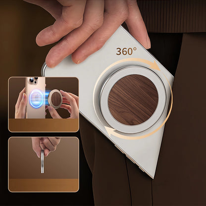 Oatsbasf Wood+Metal Double-sided Magnetic Phone Grip MagSafe Ring Stand