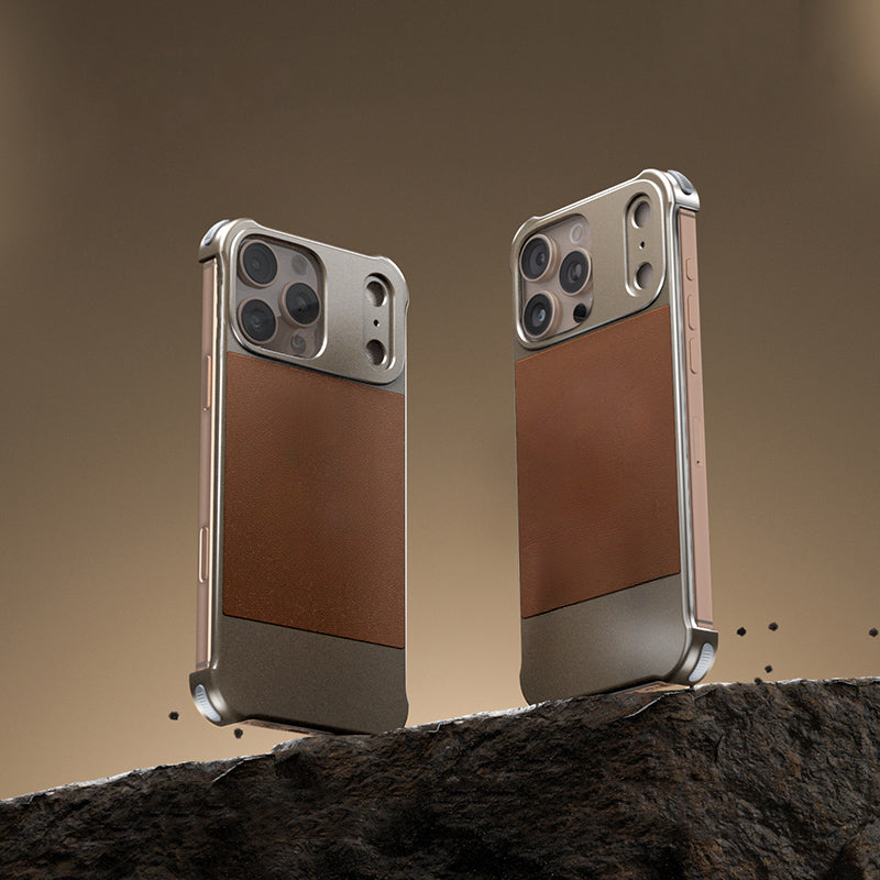 Armor King Bezel-less Leatherette Back Air Cushion MagSafe Metal Case Cover