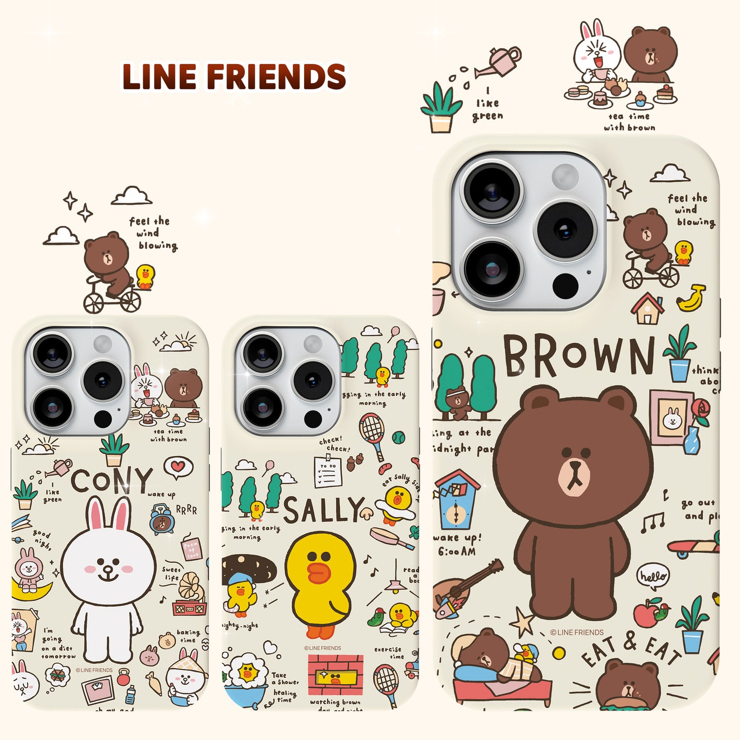 Line Friends Graffiti Dual Layer TPU+PC Shockproof Guard Up Combo Case Cover