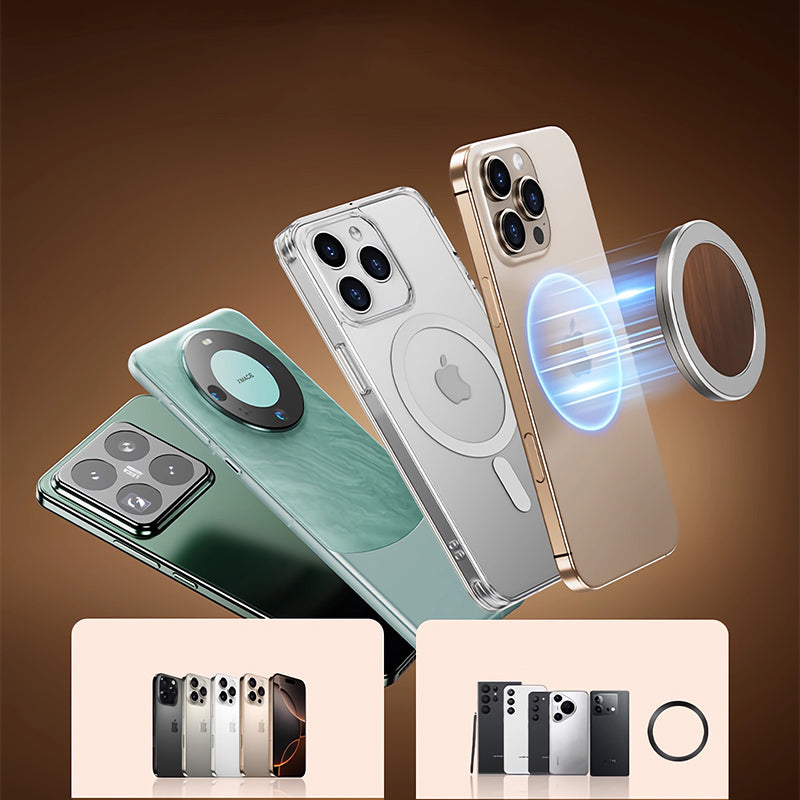 Oatsbasf Wood+Metal Double-sided Magnetic Phone Grip MagSafe Ring Stand