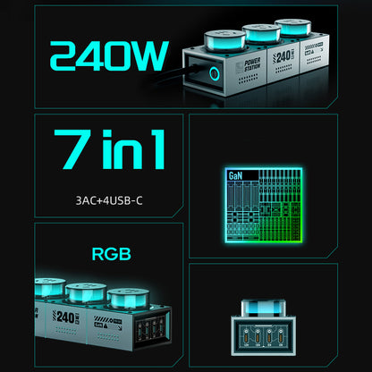 Mfish E-Tank Power Station 240W GaN PD Desktop Charger
