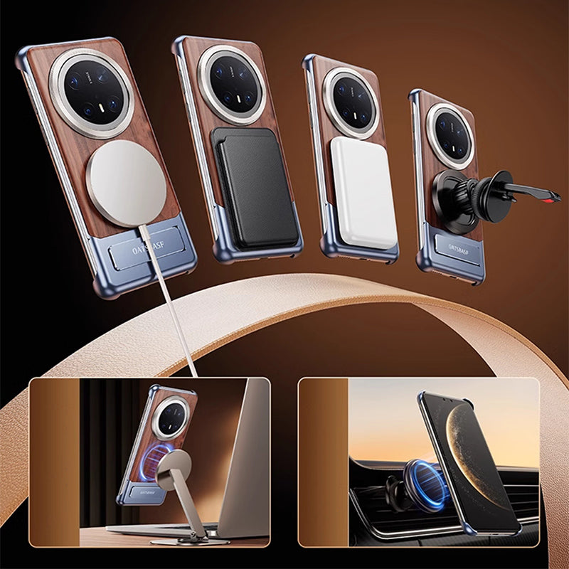 Oatsbasf MagSafe Metal+Wood Extraordinary Sliding Case Cover