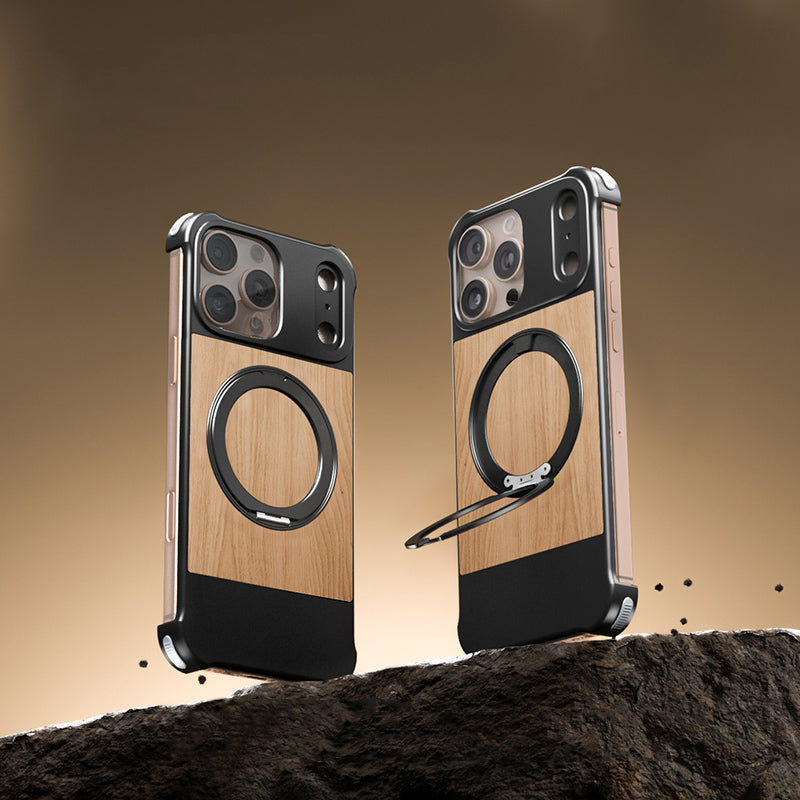 Armor King Bezel-less Leatherette Back Air Cushion MagSafe Metal Case Cover