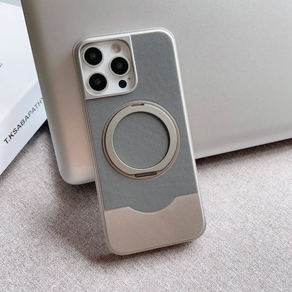Armor King Bezel-less MagSafe Pivot Ring Stand Metal Alloy + Leather Telescopic Case Cover