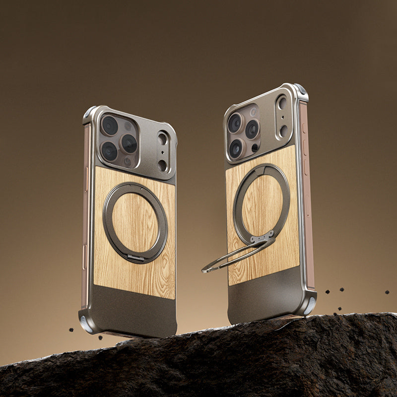 Armor King Bezel-less Leatherette Back Air Cushion MagSafe Metal Case Cover