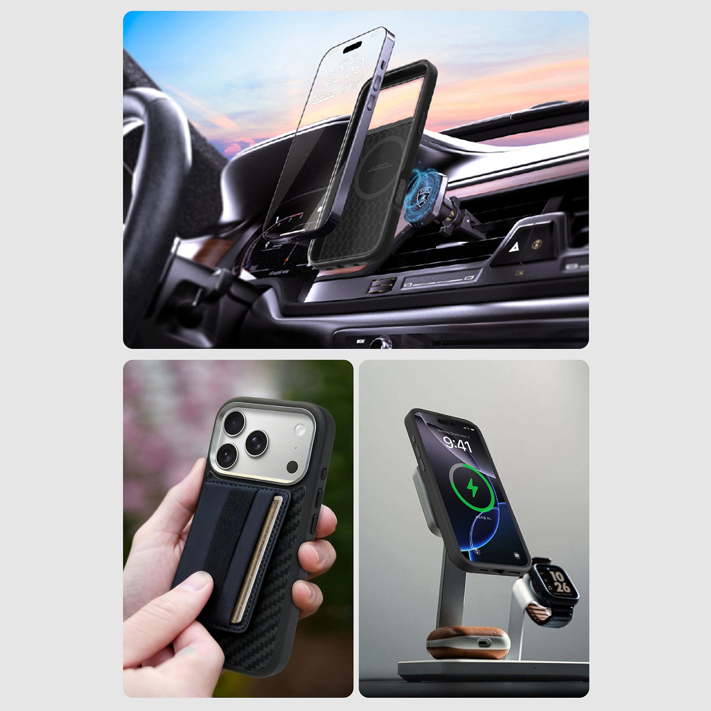 Lamborghini MagSafe 360° Stand  Carbon Fiber Phone Case - TE D1
