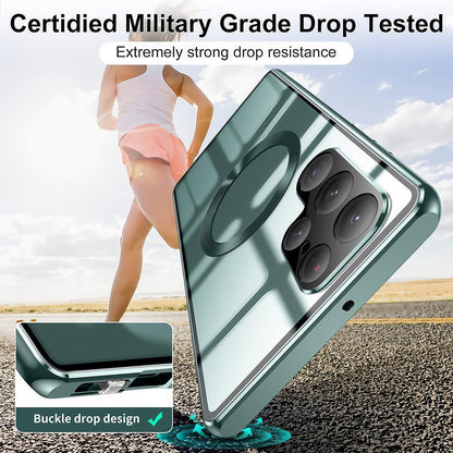 Armor King MagSafe Lens Protector Magnetic Metal Bumper Front+Back Tempered Glass Case Cover