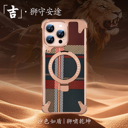 Oatsbasf MagSafe Pivot Ring Stand Air Cushion Artistic Carbon Fiber Texture Back Metal Case Cover