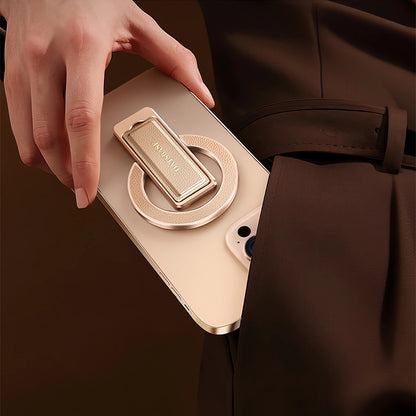 Oatsbasf Leather + Metal MagSafe Phone Strap Grip Ring Stand