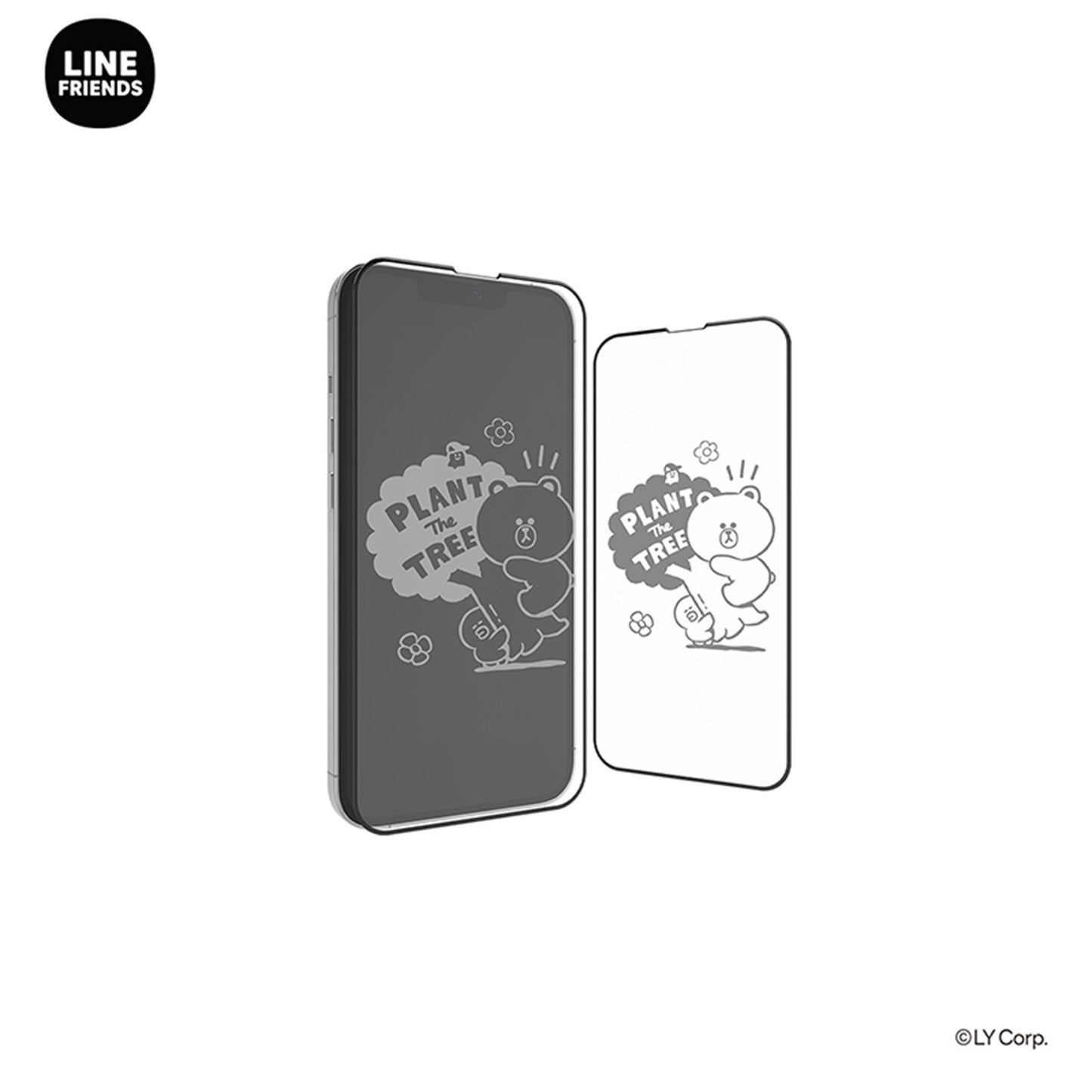 Line Friends Screen Off Print Full Screen Tempered Glass Protector Film
