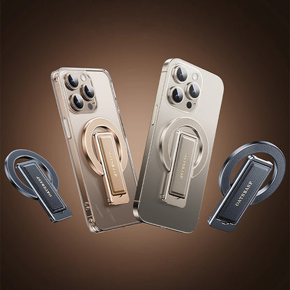 Oatsbasf Leather + Metal MagSafe Phone Strap Grip Ring Stand