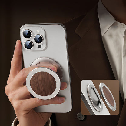 Oatsbasf Wood+Metal Double-sided Magnetic Phone Grip MagSafe Ring Stand