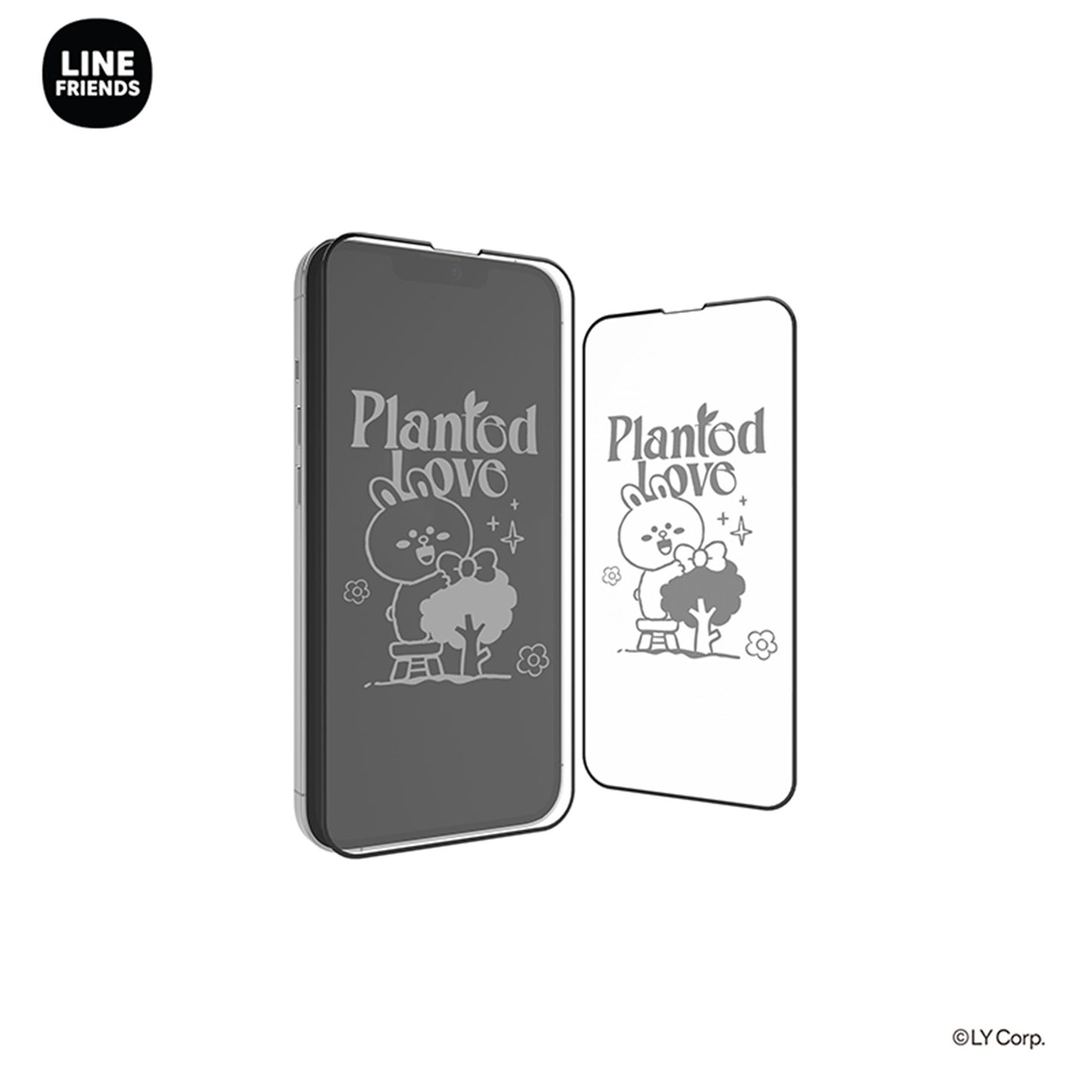 Line Friends Screen Off Print Full Screen Tempered Glass Protector Film