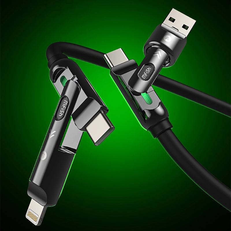 Mfish Armored Dragon III 240W USB-A+Type-C to Lightning+Type-C 4-in-1 Data Cable Charging Line