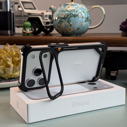 Oatsbasf 9 Shell Invisible Kickstand Air Cushion Shockproof Aluminum Metal Bumper Case Cover