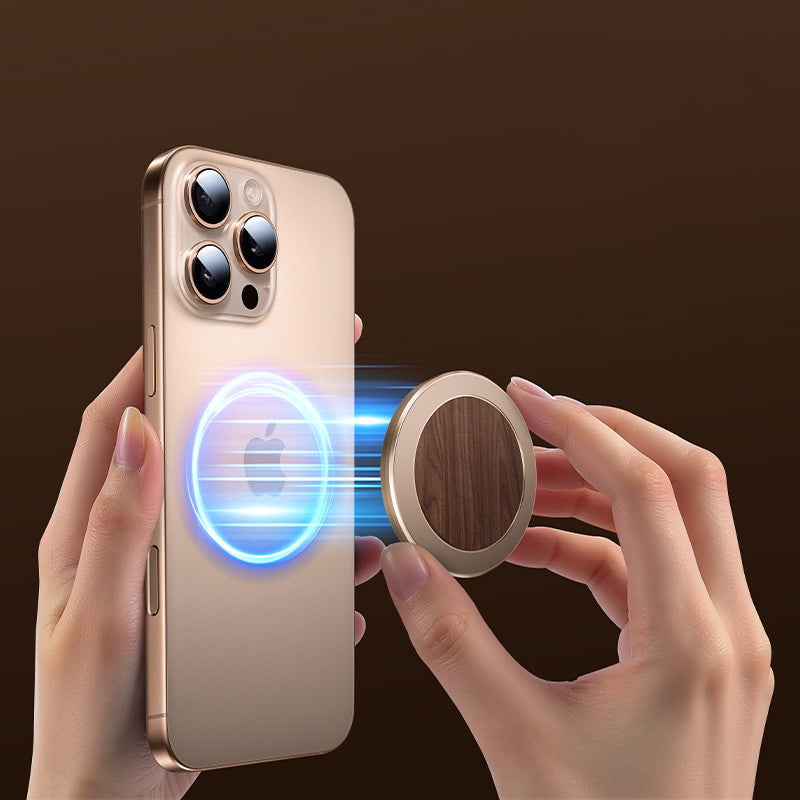 Oatsbasf Wood+Metal Double-sided Magnetic Phone Grip MagSafe Ring Stand