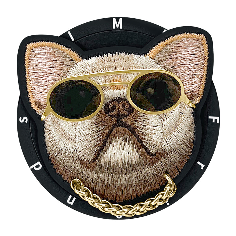 Nimmy Cool Glasses Cute Pets 3D Embroidery Magnetic Bracket Phone Holder