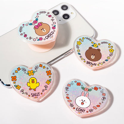 Line Friends Bling Flower Magnetic Airbag Phone Bracket Grip Holder