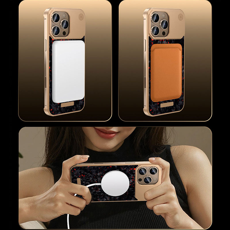 Armor King MagSafe Aluminum+Forged Carbon Fiber Heat Dissipation Aromatherapy Protective Cover Case