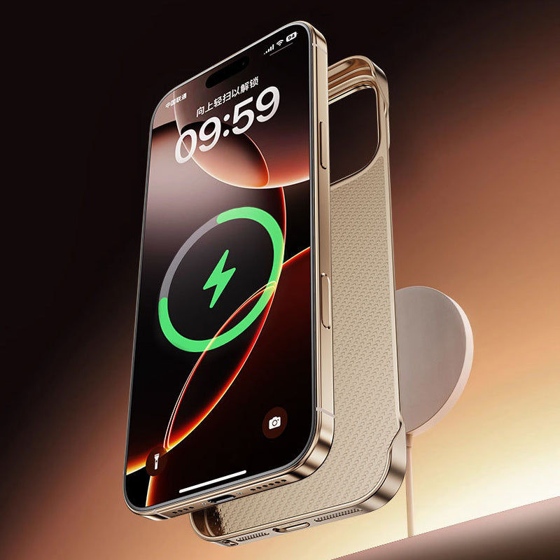 Armor King Bezel-less Aramid Fiber MagSafe Pivot Ring Stand PC Back Case Cover