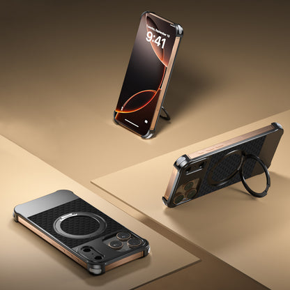 Armor King Bezel-less Leatherette Back Air Cushion MagSafe Metal Case Cover