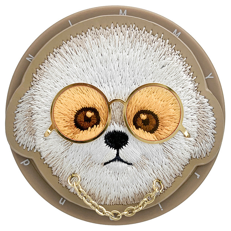 Nimmy Cool Glasses Cute Pets 3D Embroidery Magnetic Bracket Phone Holder