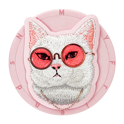 Nimmy Cool Glasses Cute Pets 3D Embroidery Magnetic Bracket Phone Holder