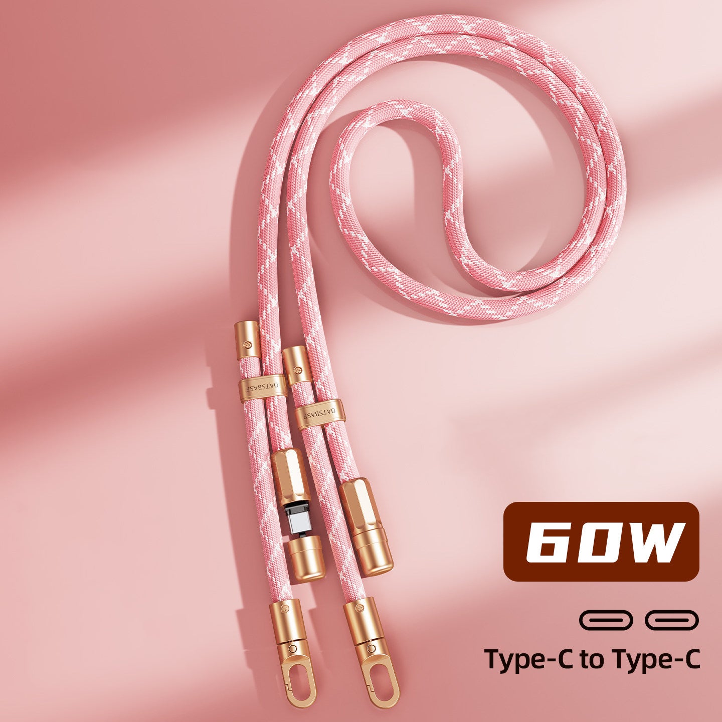 Oatsbasf 60W Type-C to Type-C Data Cable Retractable Phone Lanyard