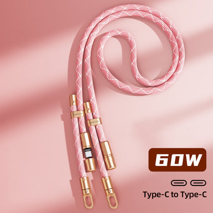 Oatsbasf 60W Type-C to Type-C Data Cable Retractable Phone Lanyard