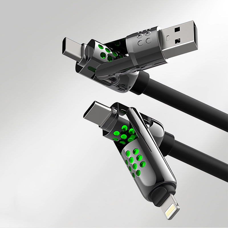 Mfish Armored Dragon VIII 240W USB-A+Type-C to Lightning+Type-C 4-in-1 Data Cable Charging Line