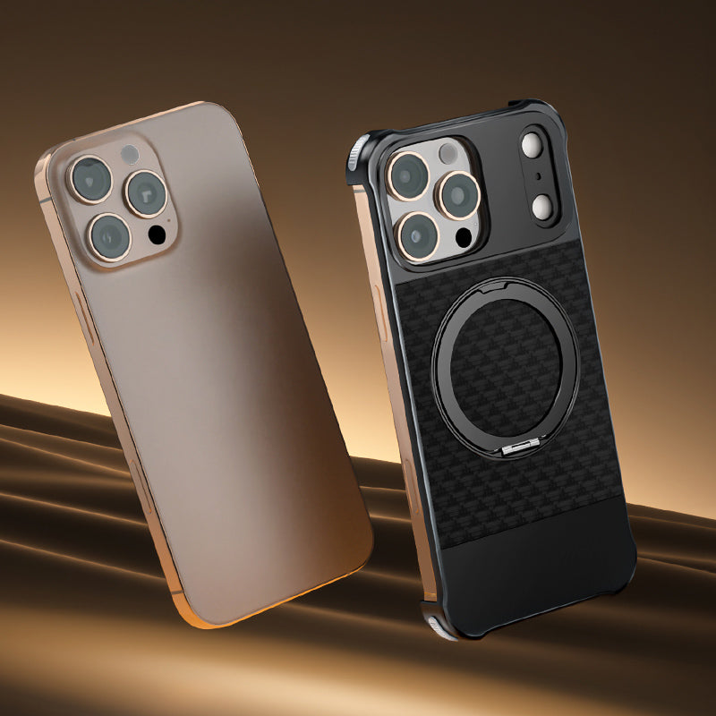 Armor King Bezel-less Leatherette Back Air Cushion MagSafe Metal Case Cover