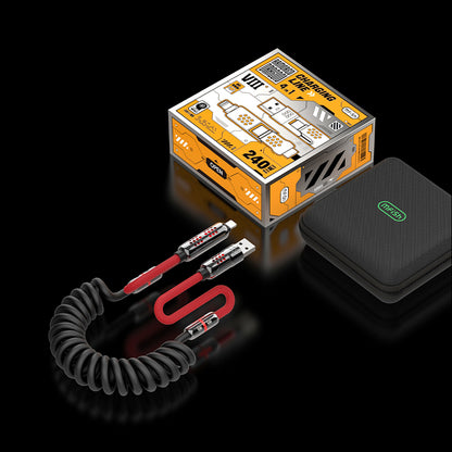 Mfish Armored Dragon VIII 240W USB-A+Type-C to Lightning+Type-C 4-in-1 Elastic Data Cable Charging Line