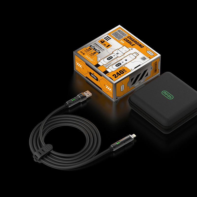 Mfish Armored Dragon III 240W USB-A+Type-C to Lightning+Type-C 4-in-1 Data Cable Charging Line