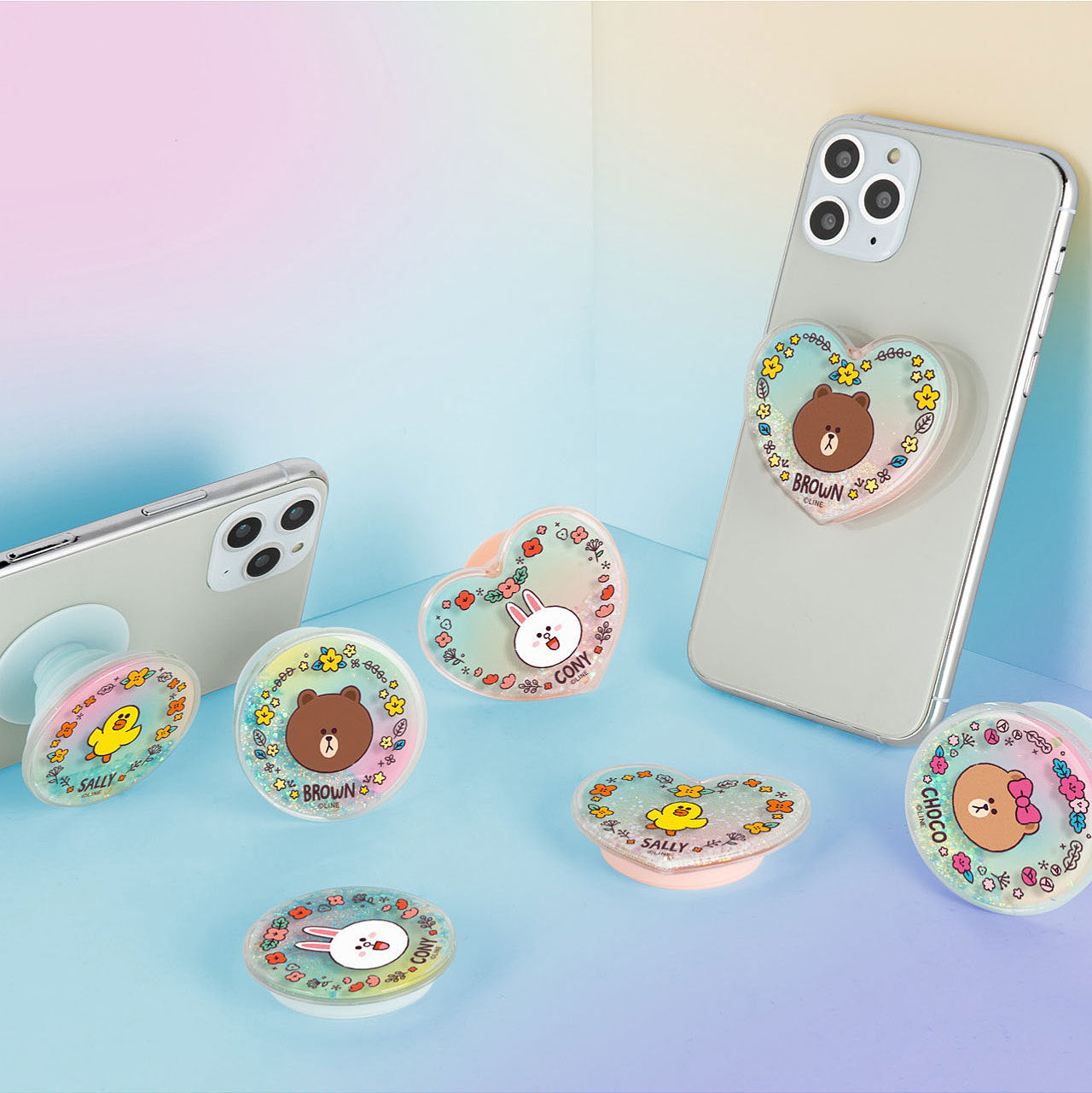 Line Friends Bling Flower Magnetic Airbag Phone Bracket Grip Holder