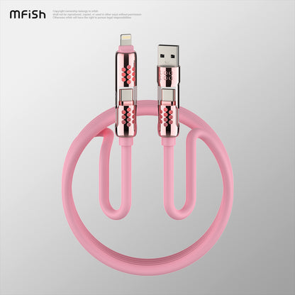 Mfish Armored Dragon VIII 240W USB-A+Type-C to Lightning+Type-C 4-in-1 Data Cable Charging Line