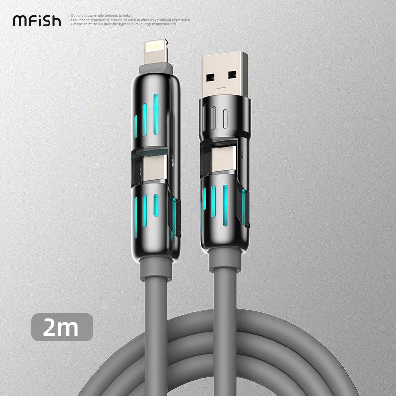 Mfish Armored Dragon I 240W USB-A+Type-C to Lightning+Type-C 4-in-1 Data Cable Charging Line