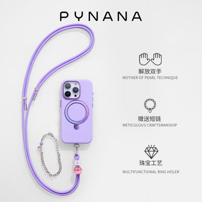 PYNANA 2-in-1 Rope Phone Lanyard Cross-body Strap with Metal Charm Chain